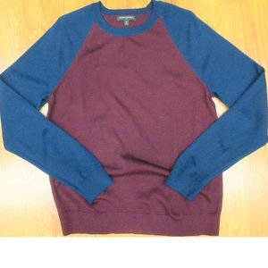 BANANA REPUBLIC LIGHTWEIGHT WOOL/ACRYLIC SWEATER NAVY & MAROON Sz MEDIUM, M